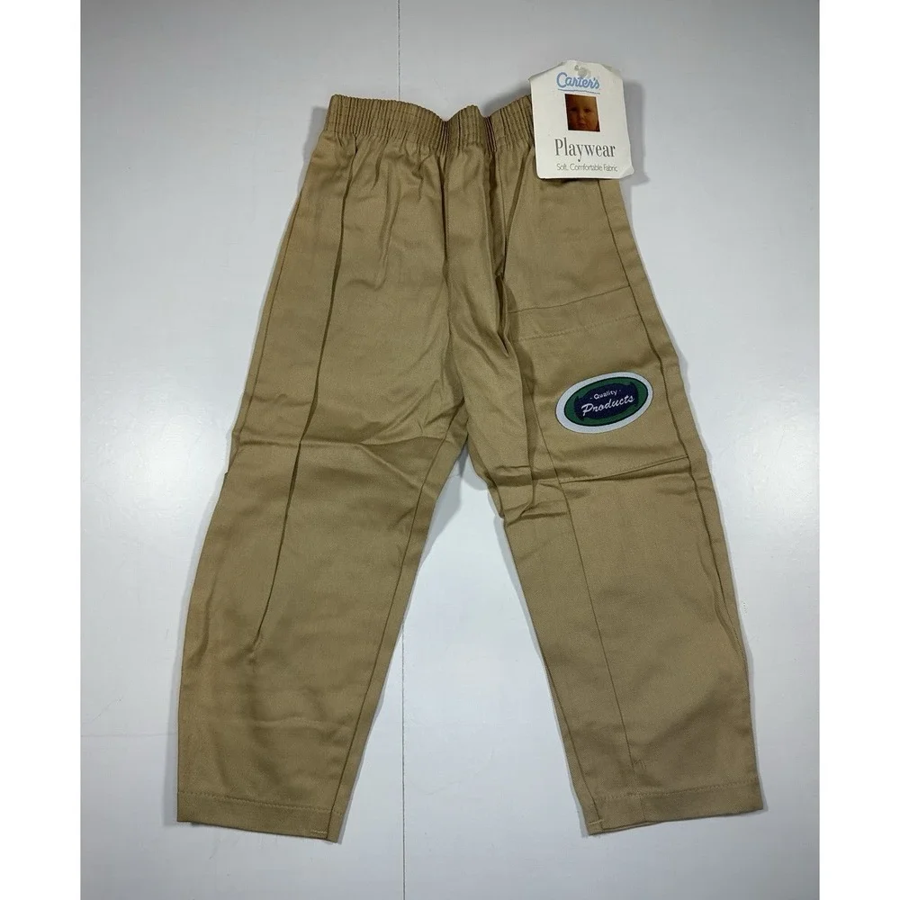 Carter's Playwear Vintage 90's Boy's Pants 2T Khaki 100% Cotton NEW With Tags